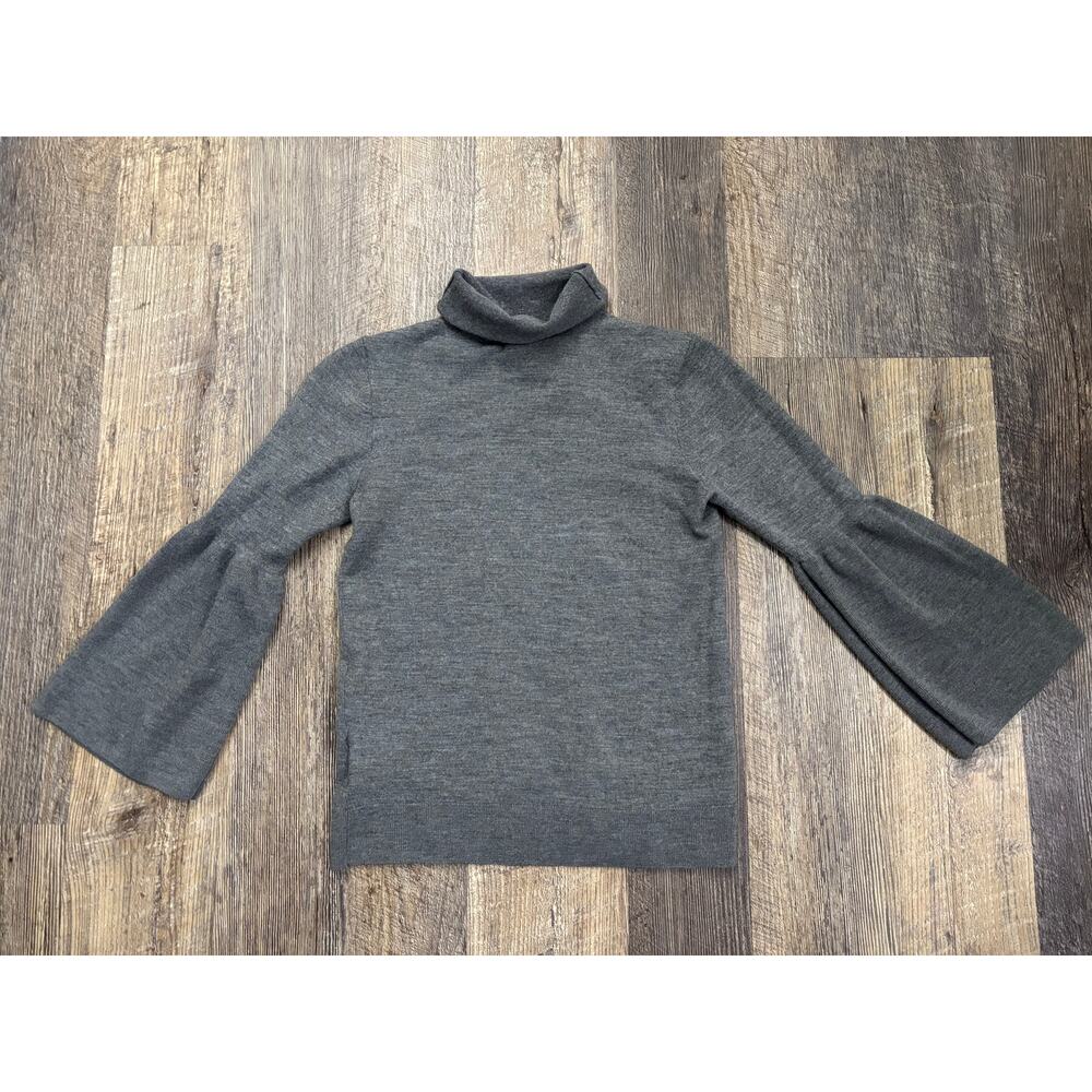 Ann Taylor Womens Gray‎ Wool Blend Bell Sleeve Turtleneck Sweater Size XS